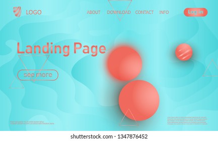 Landing page. Coral colour. Website template. Abstract background. Web design landing page. Vector illustration.