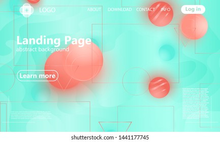 Landing page. Coral colour. Website template. Abstract background. Web design landing page. Vector illustration.