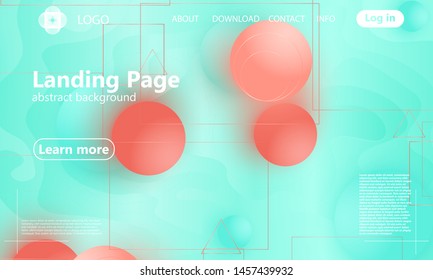 Landing page. Coral colour. Website template. Abstract background. Web design landing page. Vector illustration.