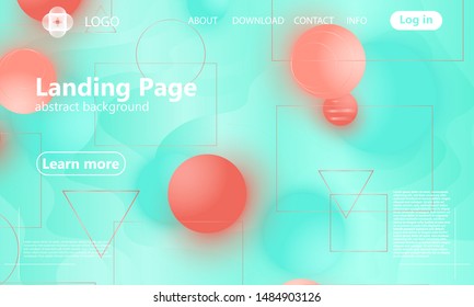 Landing page. Coral colour. Website template. Abstract background. Web design landing page. Vector illustration.