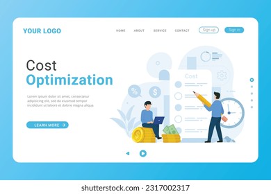 Landing Page Cost Optimization Konzept. Ausgaben und Kostensenkungen