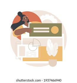 Landing page creation abstract concept vector illustration.