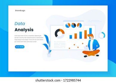 Landing page data analysis with statistical diagrams. This design can be used for websites, landing pages, UI, mobile applications, posters, banners