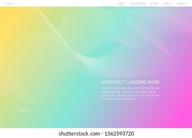 Landing page design. Abstract blurred gradient mesh background in bright rainbow colors. Colorful template Fluid distorted grid. Futuristic dynamical background.