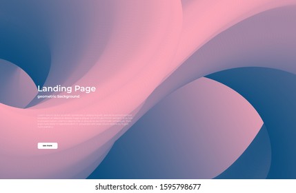 Landing page design with abstract shape and pink fluid color