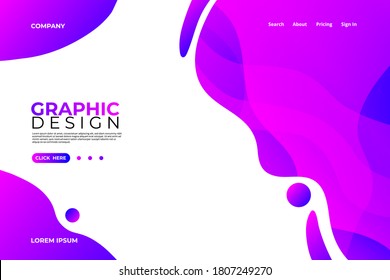 Landing Page Design Hintergrund mit fließender Form.Vektorgrafik. eps10.