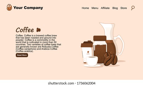 landing page design for coffee business, ui design for the concept of making ux, relevant for e-commerce business