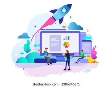 Landing page design concept of Startup Business, business strategy, analytics and brainstorming. Vector illustration concepts for website design ui/ux and mobile website development.
