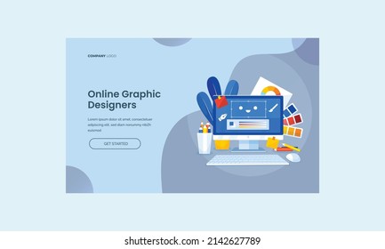 landing page design with creative illustration for web page or background