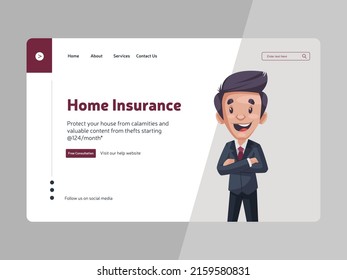 Landing page design of home insurance template. 