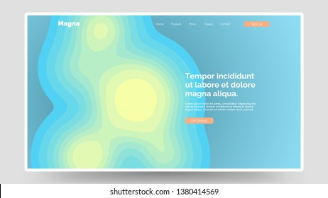 Landing page design. Liquid abstract geometric shapes. Fluid waves illustration. Modern vector background. Paper cut. Eps10.
