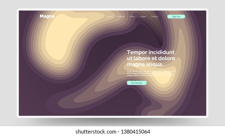 Landing page design. Liquid abstract geometric shapes. Fluid waves illustration. Modern vector background. Paper cut. Eps10.