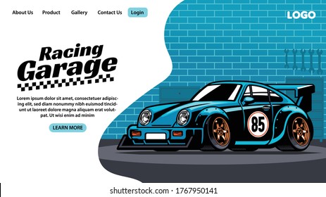 landing page design of racing car garage