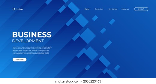 Landing page design template with abstract colorful geometric background