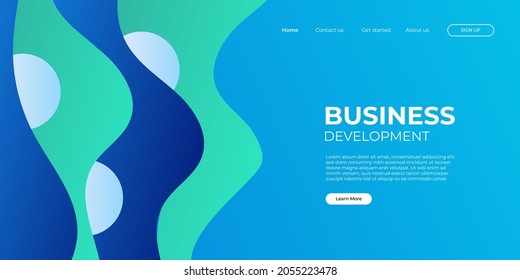 Landing page design template with abstract colorful geometric background