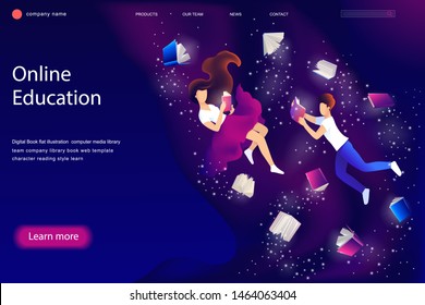 Landing page design template for distance education, online courses, e-learning, tutorials. Vector illustration concept of Online Educatio for website and mobile website. 