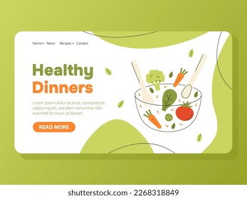 Landing page design template for healthy food and drink, natural products, organic food, restaurant, online store. Vector illustration concepts for website and mobile website development.