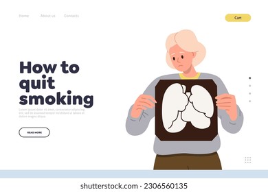 Landing page design template offering information how to quit smoking and bad habits overcoming