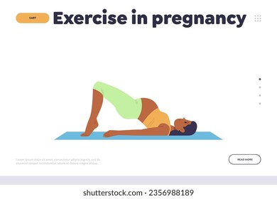 Landing page design template offering exercise in pregnancy for female well-being and health