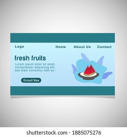 Landing page with design template for online fruits