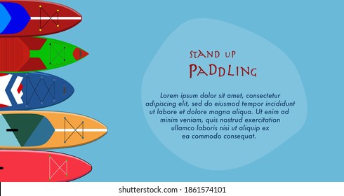 Landing page design template with paddle boards and place for text