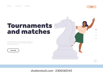 Landing page design template for service offering online tournament and matches for chess gamers
