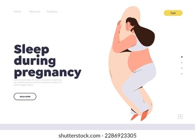 Landing page design template with sleep during pregnancy tips and selling special orthopedic pillow