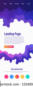 Landing page design template. Wave origami paper cut style. Can be used for ui, web, print design. Vector