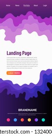 Landing page design template. Wave origami paper cut style. Can be used for ui, web, print design. Vector
