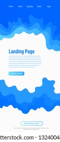 Landing page design template. Wave origami paper cut style. Can be used for ui, web, print design. Vector