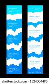 Landing page design template. Wave origami paper cut style. Can be used for ui, web, print design. Vector