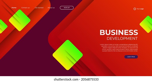 Landing page design template for web banner, social media cover, poster, flier, business design. Modern corporate concept vector with colorful abstract shapes