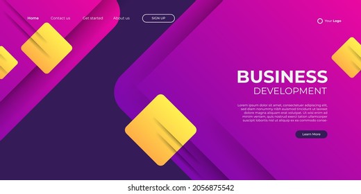 Landing page design template for web banner, social media cover, poster, flier, business design. Modern corporate concept vector with colorful abstract shapes
