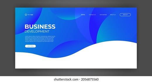 Landing page design template for web banner, social media cover, poster, flier, business design. Modern corporate concept vector with colorful abstract shapes