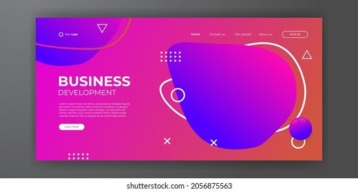 Landing page design template for web banner, social media cover, poster, flier, business design. Modern corporate concept vector with colorful abstract shapes