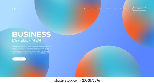 Landing page design template for web banner, social media cover, poster, flier, business design. Modern corporate concept vector with colorful abstract shapes