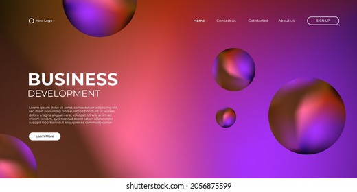 Landing page design template for web banner, social media cover, poster, flier, business design. Modern corporate concept vector with colorful abstract shapes
