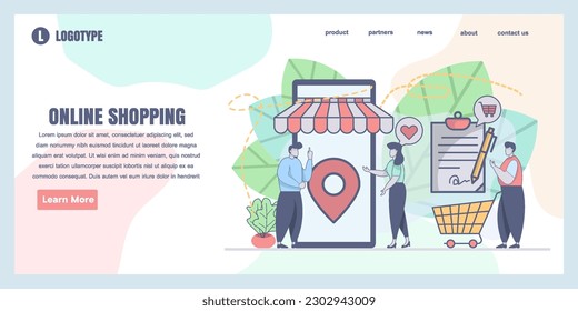 Landing page design templates for online shopping concept illustration, perfect for web design, banner, mobile app, landing page, Flat Vector illustration
