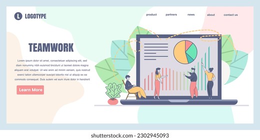 Landing page design templates for Teamwork project concept illustration, perfect for web design, banner, mobile app, landing page, Flat Vector illustration