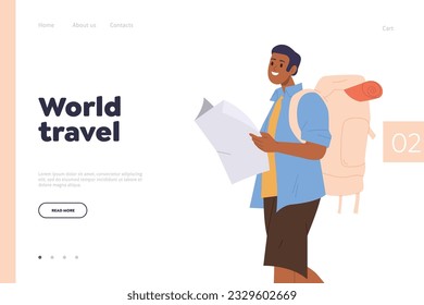 Landing page design travel agency website template advertising world travel trip adventure