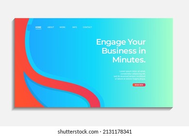 diseño de página de inicio para sitio web con abstracto azul gradiente para identidad de marca