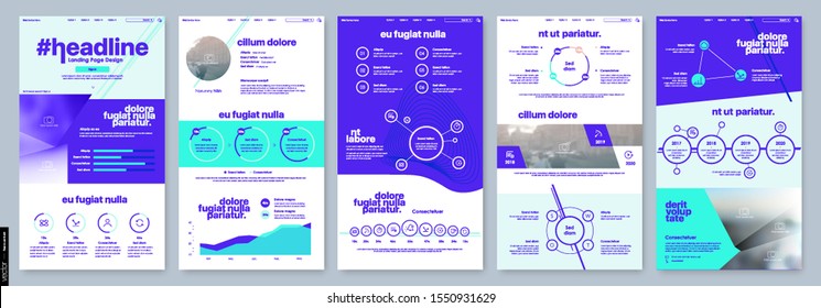 Landing Page Design from Website. Template Vector Business Interface. Landing Web Page UI UX Design. Responsive Blank. Business Social Economy Blog Services Products Company, Corporate User Interface