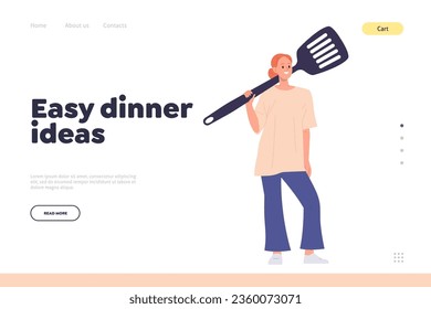 Landing page design website template digital service streaming easy dinner idea recipe for cooking