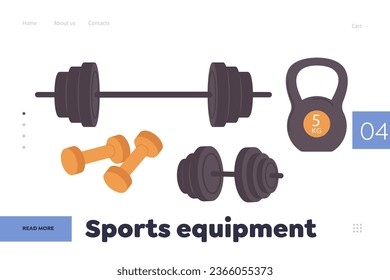Landing page design website template advertising professional sports equipment for fitness training