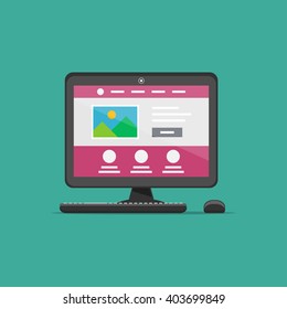 Landing page desktop isolated vector illustration. Web interface landing page graphic design.
