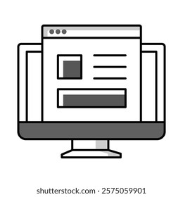 Landing Page Development Icon - Vector Illustration for Web Page Design and Optimization