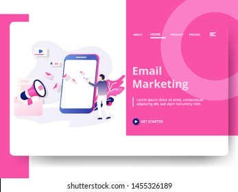 Landing Page Email Marketing vector illustration modern, Business Marketing concept, can use for Headers of web pages, templates, UI, web, mobile app, posters, banners, flyers, posters, development.