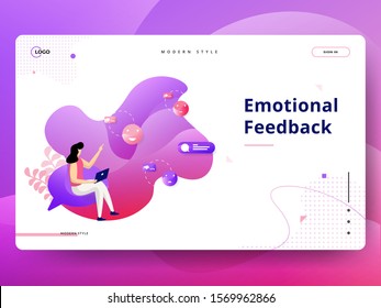 Landing Page Emotional Feedback vector illustration modern concept, can use for Headers of web pages, templates, UI, web, mobile app, posters, banners, flyers, posters.