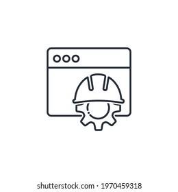 Landing page engineering. Vector linear icon isolated on white background.
