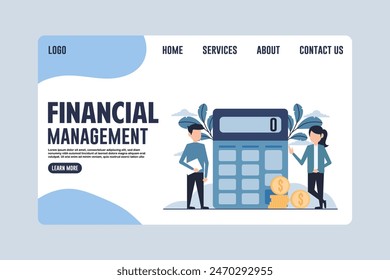 Landing Page Financial Management Design Illustration for Business